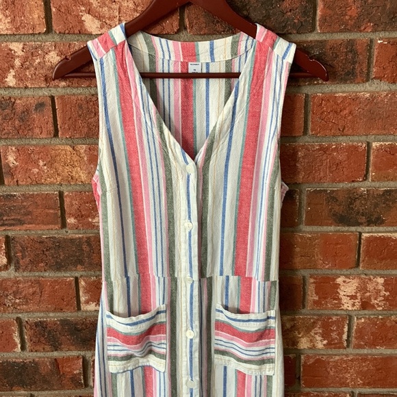 Old Navy Red Stripe Sleeveless Button Up Dress - Picture 2 of 8